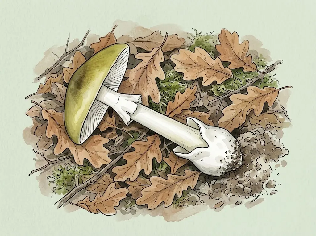 Death cap dug out whole with the sac at the base visible